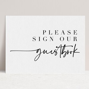 Guestbook Sign, Wedding Guestbook Sign Printable, Modern Minimalist Wedding Sign, Editable Signs Templett BRIBIE