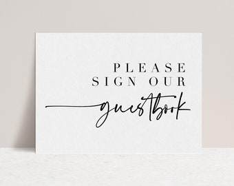 Guestbook Sign, Wedding Guestbook Sign Printable, Modern Minimalist Wedding Sign, Editable Signs Templett BRIBIE