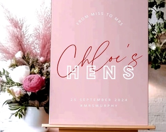 BRODY Modern Pink Hens party welcome sign template, bachelorette party, pink red editable welcome template, templett instant download