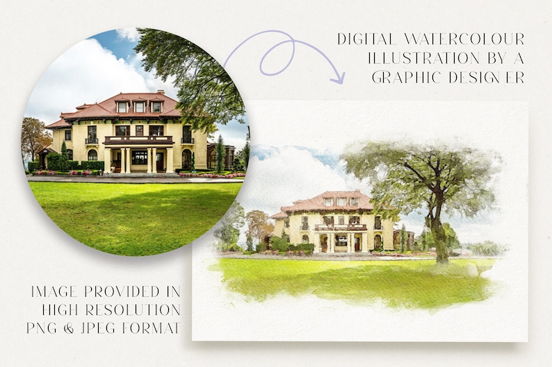 Custom Digital Watercolour Wedding Venue Illustration, Digital Watercolor Wedding Venue Gift, Digital Download, PNG JPEG Format image 8