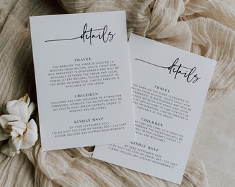 BRIBIE | Modern Wedding Details Card template, Editable Details Insert download, Wedding Website Online rsvp, Templett instant download