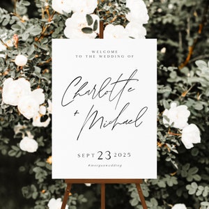 ATHENS | Elegant Wedding Welcome Sign Template, Modern Script Wedding Sign, Modern Editable Wedding Sign, Instant Download Editable