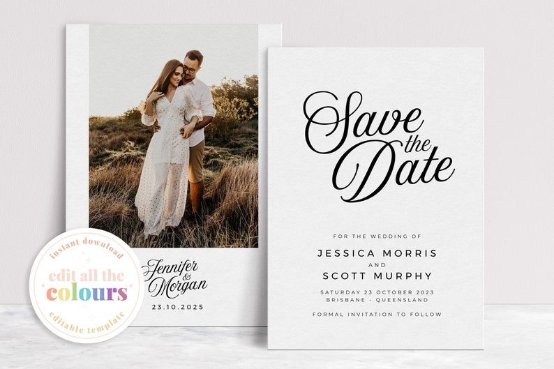 SOFIA Minimal Save the Date Template, Simple Elegant Photo Save Date Template, imprimable Minimal Wedding Save Date, Templett image 7