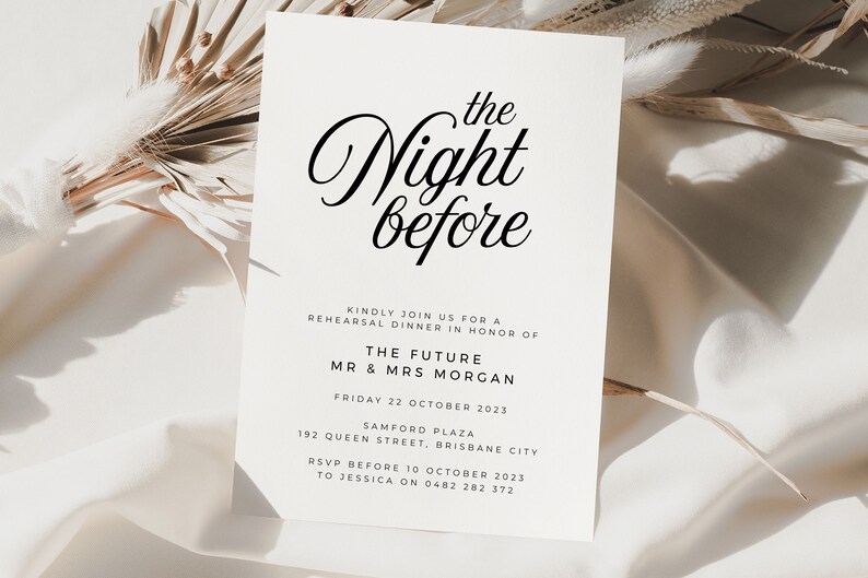 SOFIA Minimal Wedding Rehearsal Template, Night Before Rehearsal Dinner Invitation, Editable Rehearsal Invite, Instant Download Templett image 3