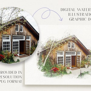 Custom Digital Watercolour Wedding Venue Illustration, Digital Watercolor Wedding Venue Gift, Digital Download, PNG JPEG Format image 7