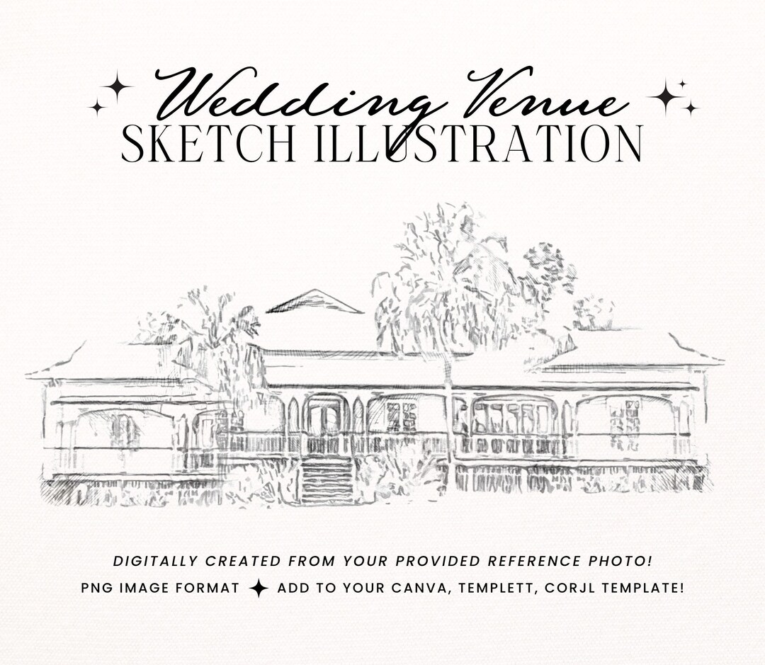 Custom Digital Sketch Wedding Venue Illustration, Digital Drawing ...