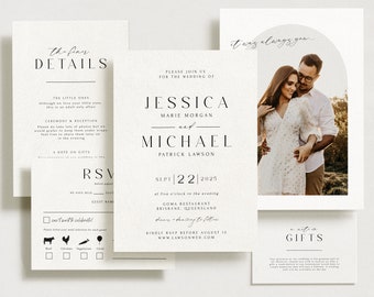 ROYAL Modern Wedding Invitation Suite Template, Printable Classic Simple Wedding Invite Set, Instant Download Templett Digital