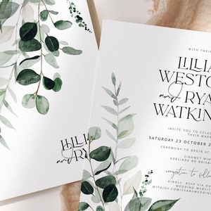 BEACHMERE Greenery Wedding Invitation Template Suite, botanical Printable Wedding Invitation, Wedding Invitations, Leaves Invitation Suite image 7