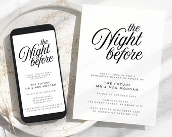 SOFIA Night Before Rehearsal Dinner Invite Template, The Night Before Dinner, Editable Rehearsal Invite, Instant Download Templett