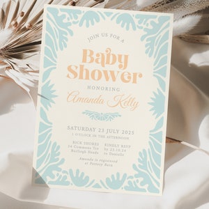BESSIE Oh Baby Shower Invitation template Download, Vintage Rustic Baby invite download, Instant Download Editable Templett image 1