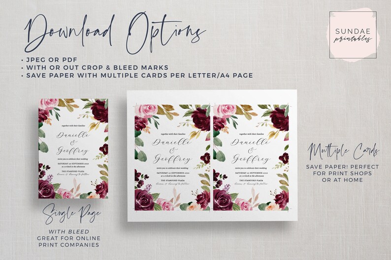 INSTANT Download 100/% Editable Templett FLORENCE Floral Wedding Details Card Printable Wedding Accommodation Information