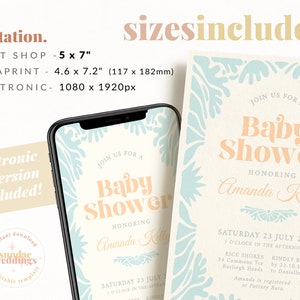 BESSIE Oh Baby Shower Invitation template Download, Vintage Rustic Baby invite download, Instant Download Editable Templett image 4