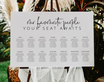 ASCOT Editable Modern Wedding Seating Chart Template, Modern Guest Table Seating Plan Names Sign, Printable Seating Chart Templett ASCOT