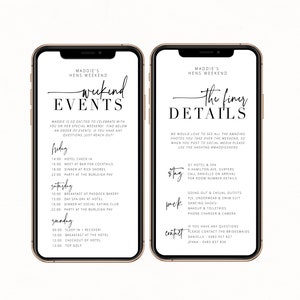 BRIBIE Digital Modern Hens Weekend Events Itinerary template, Minimal Hens Weekend, Bachelorette, Instant Download Templett