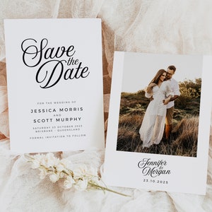 SOFIA Minimal Save the Date Template, Simple Elegant Photo Save Date Template, imprimable Minimal Wedding Save Date, Templett image 1