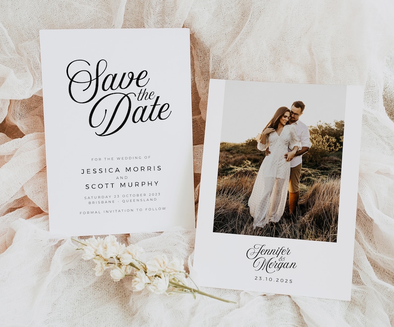 SOFIA Minimal Save the Date Template, Simple Elegant Photo Save Date Template, imprimable Minimal Wedding Save Date, Templett image 1