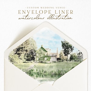 Wedding Envelope Liner Illustration, Digital Watercolor Invitation Envelope template, Digital Download, PNG JPEG Format