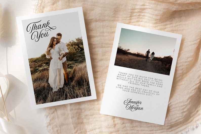 SOFIA Wedding Thank You Card Photo Template, Printable Thank You Card with Photos, Editable Instant Download Templett image 4