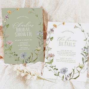 BETTY Colorful Wildflower Shower Invitation Template, Editable Bridal Shower Invitation Boho, Wildflower, Templett Instant Download image 4