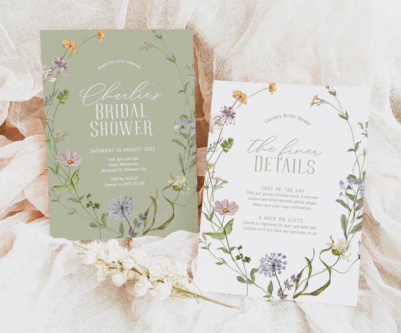BETTY Colorful Wildflower Shower Invitation Template, Editable Bridal Shower Invitation Boho, Wildflower, Templett Instant Download image 4