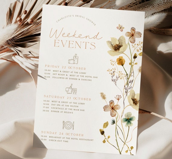 Editable Floral Bridal Shower Itinerary Template Printable Etsy Editable Floral Bridal Shower Itinerary Template Printable Etsy