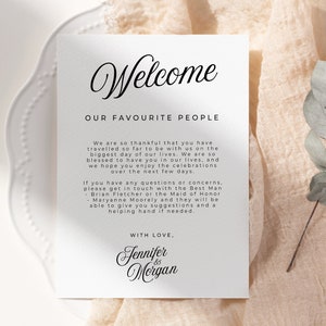 SOFIA Modern Wedding Events Card Template, Editable Wedding Welcome Bag Note, Wedding Events Timeline Printable, Modern Wedding Schedule image 4