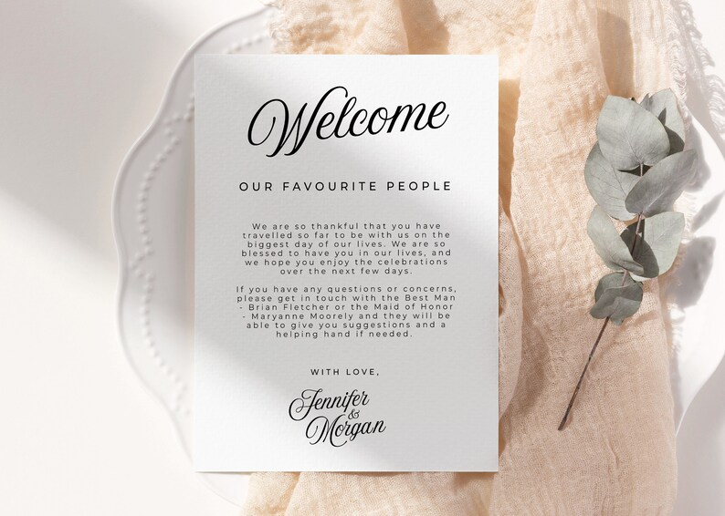 SOFIA Modern Wedding Events Card Template, Editable Wedding Welcome Bag Note, Wedding Events Timeline Printable, Modern Wedding Schedule image 4