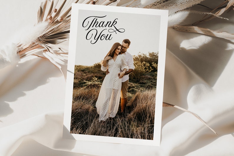 SOFIA Wedding Thank You Card Photo Template, Printable Thank You Card with Photos, Editable Instant Download Templett image 7