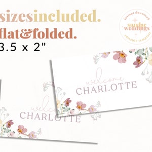 RUBY Floral Bridal Shower Placecard Template, Bridal Shower Editable Place Card, Escort Guest Card, Instant Download Editable Templett image 5