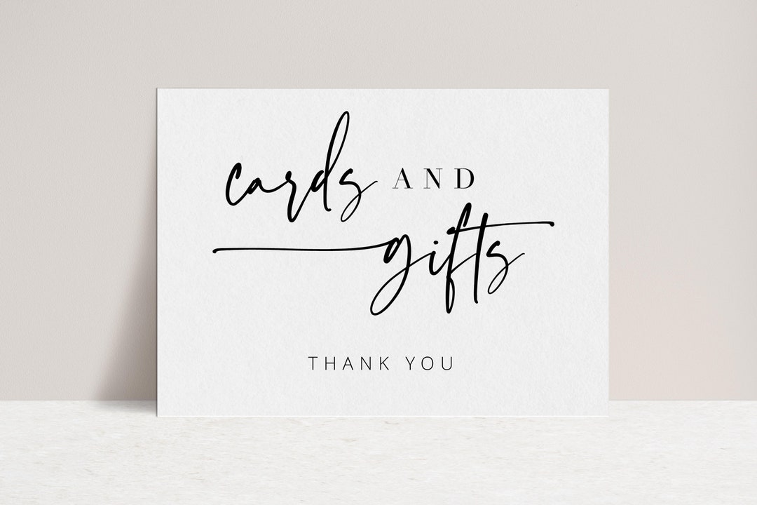 Printable Cards and Gifts Sign, Cards and Gifts Sign Printable, Modern ...