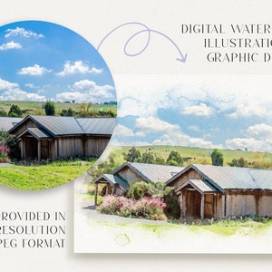 Custom Digital Watercolour Wedding Venue Illustration, Digital Watercolor Wedding Venue Gift, Digital Download, PNG JPEG Format image 2