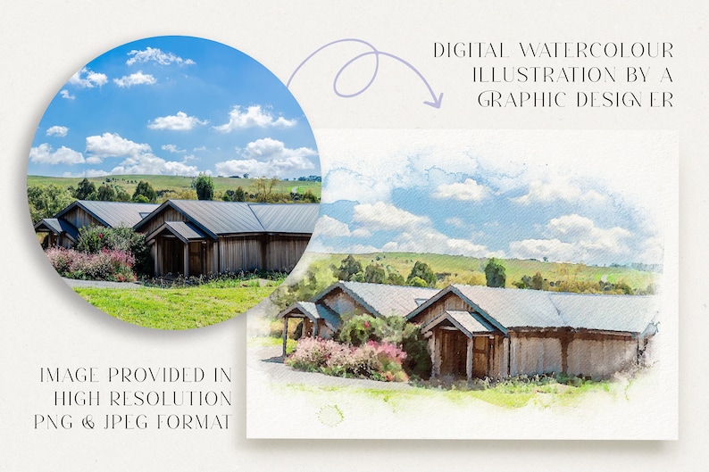 Custom Digital Watercolour Wedding Venue Illustration, Digital Watercolor Wedding Venue Gift, Digital Download, PNG JPEG Format image 2
