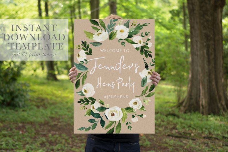 Hens Party Welcome Sign ISLA Bridal Shower Welcome Sign TEMPLETT instant download Kraft Printable Welcome Sign
