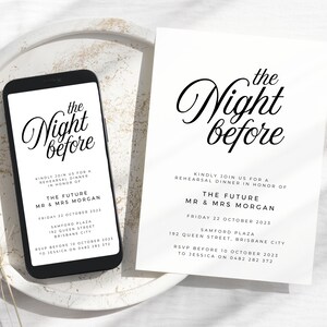 SOFIA Minimal Wedding Rehearsal Template, Night Before Rehearsal Dinner Invitation, Editable Rehearsal Invite, Instant Download Templett image 6