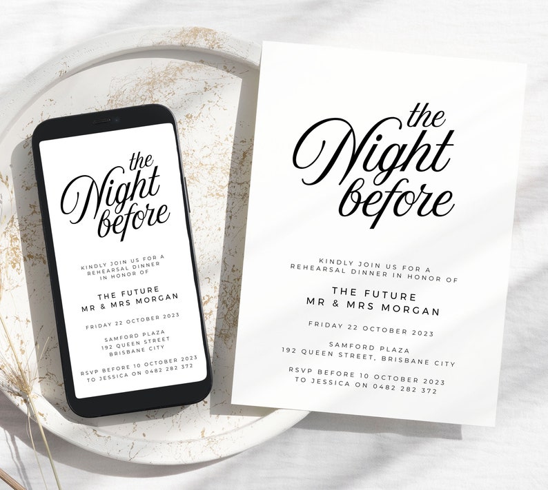 SOFIA Minimal Wedding Rehearsal Template, Night Before Rehearsal Dinner Invitation, Editable Rehearsal Invite, Instant Download Templett image 6