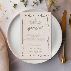 POET Modern Thank You Letter Template Wave Wedding Note Wedding Menu Thank You Editable Template Minimalist Place Setting Thank You image 9