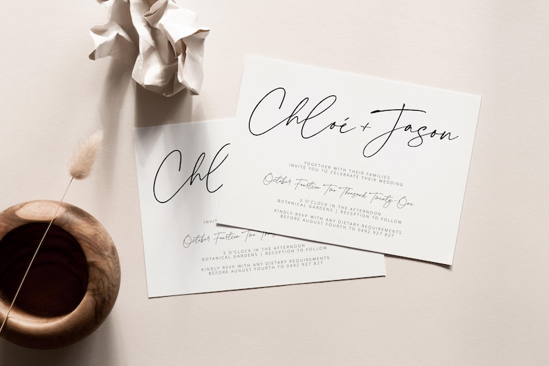 Modern Script Wedding Invitation SUITE Template Download Printable Templett instant download LUXE