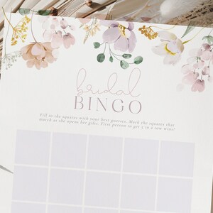 RUBY  Bridal Bingo Game, Bridal shower game template, Floral Garden Bridal Shower game, Instant Download Editable Templett
