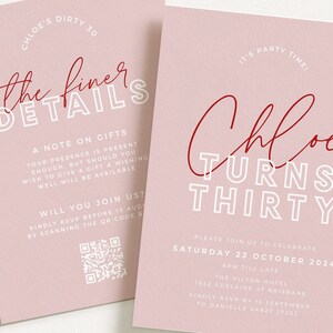 BRODY Modern Pink 30th Birthday Invitation template, 30th Birthday Invitation, 30th Invitation, Instant Download Editable Templett zdjęcie 4