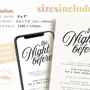 SOFIA Minimal Wedding Rehearsal Template, Night Before Rehearsal Dinner Invitation, Editable Rehearsal Invite, Instant Download Templett image 5