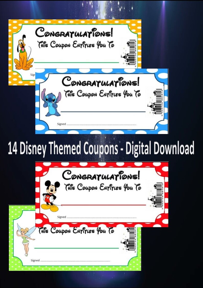 14 Disney Themed Coupons Use During Your Vacation or for Etsy
