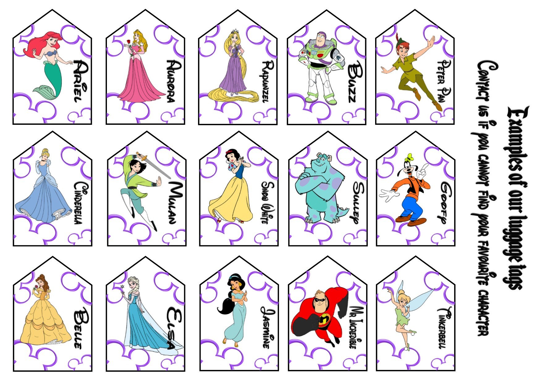 Personalised Disney Character Luggage Tags Choose your Etsy