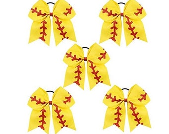 Softball Hair Bows Etsy