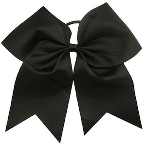 May include: A large black cheer bow with a black elastic band.