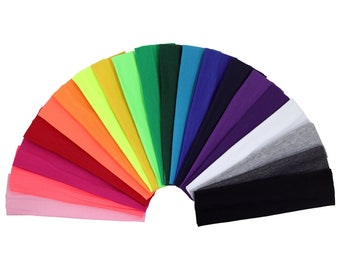 12 Cotton Headbands You Pick Colors Soft Stretch Sports Yoga Headband Sweat Absorbent Elastic Head Band Blanks