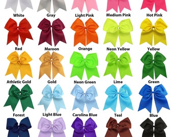 Big Cheer Bows 7" Ribbon w Ponytail Hair Bow for Cheer Cheerleading Softball Gifts Bow Blanks to Design Custom Personalized with Sayings