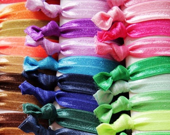 Hair Ties Bulk You Pick Your Colors No Crease Elastic Bands Hand Knotted and Sealed Ponytail Holder Teen Woman Accessories Lot Sports Yoga