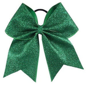 Big Glitter Cheer Bows 6" Hair Stiff Sparkly Bow w Ponytail Girls Cheerleading Dance Team Cheerleader Outfit School Spirit Hair Ties Elastic