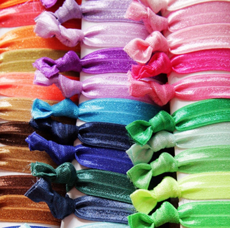 100 Hair Ties Colors No Crease Elastic Bands Hand Knotted Etsy