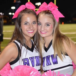 12 Big Cheer Bows With Ponytail Girls Cheerleading Softball Hair Bow ...